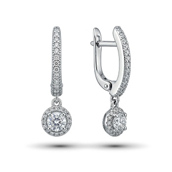 Серьги из родированного золота с бриллиантами