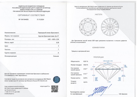 Бриллиант круглый 0,390 карат