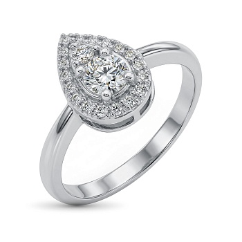 Кольцо из родированного золота с бриллиантами