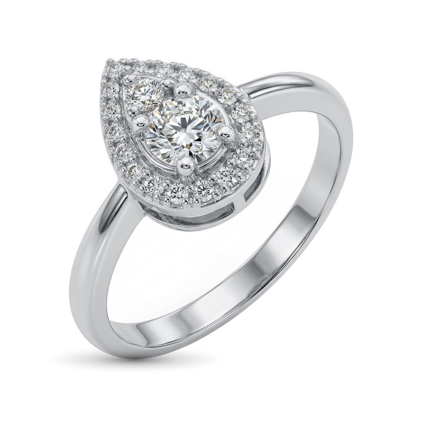 Кольцо из родированного золота с бриллиантами