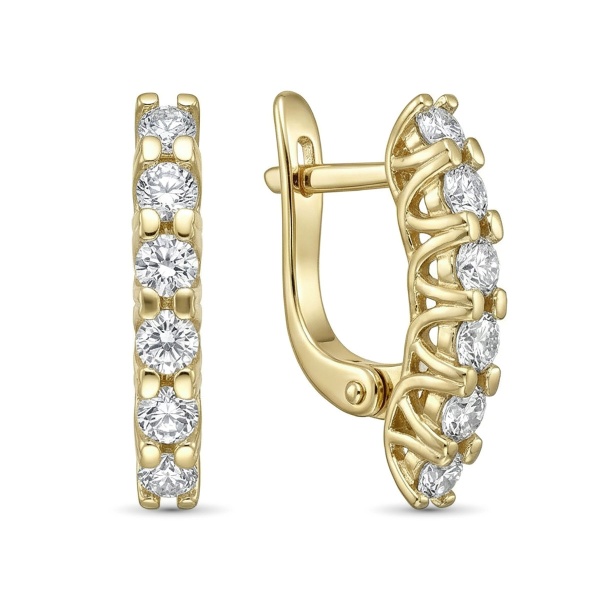 Серьги из желтого золота с бриллиантами