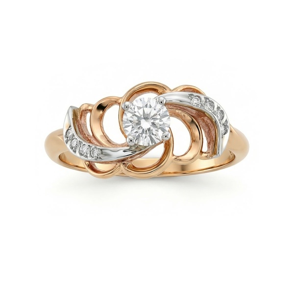 Кольцо из комбинированного золота с бриллиантами