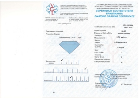 Бриллиант круглый 0,080 карат