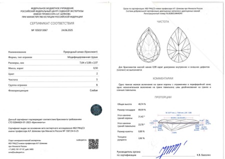 Бриллиант груша 0,500 карат