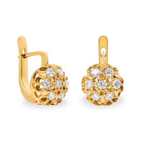 Серьги из желтого золота с бриллиантами