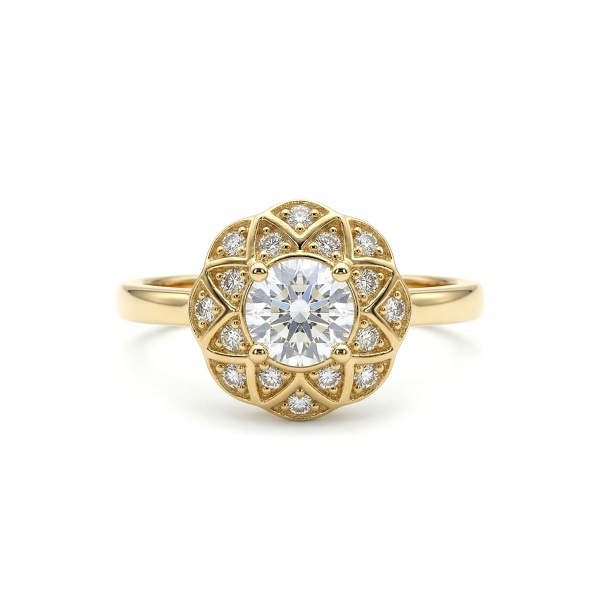 Кольцо из желтого золота с 1кр57-0,330-, 8-1/3а, 1кр57-0,360-, 8-2/8а, бриллиантами