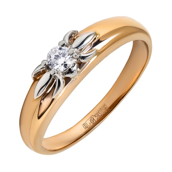 Кольцо из комбинированного золота с бриллиантом