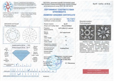 Бриллиант круглый 0,470 карат