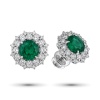 Серьги из белого золота с изумрудпо и бриллиантами