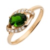 Кольцо из красного золота с фианитом и хромдиопсидом