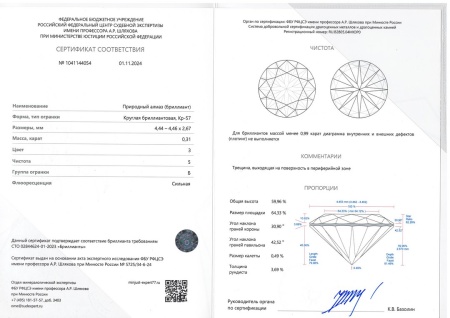 Бриллиант круглый 0,310 карат