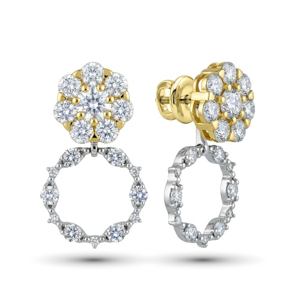 Серьги из комбинированного золота с бриллиантами