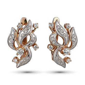 Серьги из комбинированного золота с бриллиантами