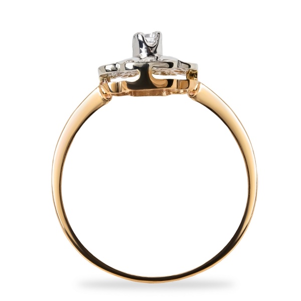 Кольцо из комбинированного золота с бриллиантами