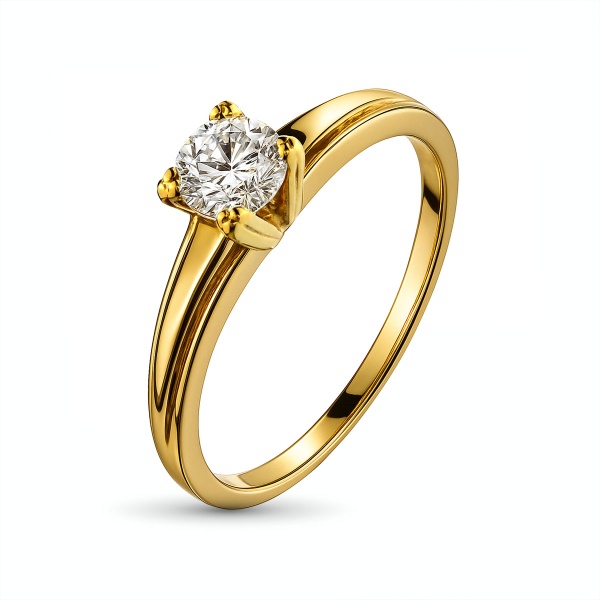 Кольцо из желтого золота с бриллиантом