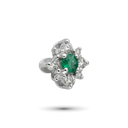 Подвеска из белого золота с изумрудпо и бриллиантами