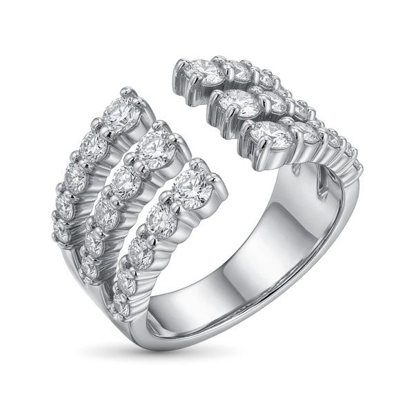 Кольцо из родированного золота с бриллиантами