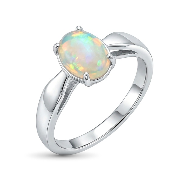 Кольцо из родированного золота с опалом