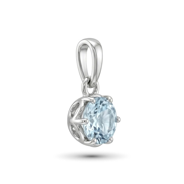 Подвеска из родированного золота с аквамарином