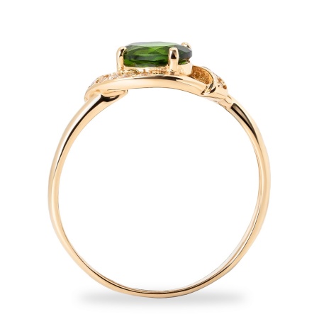 Кольцо из красного золота с фианитом и хромдиопсидом