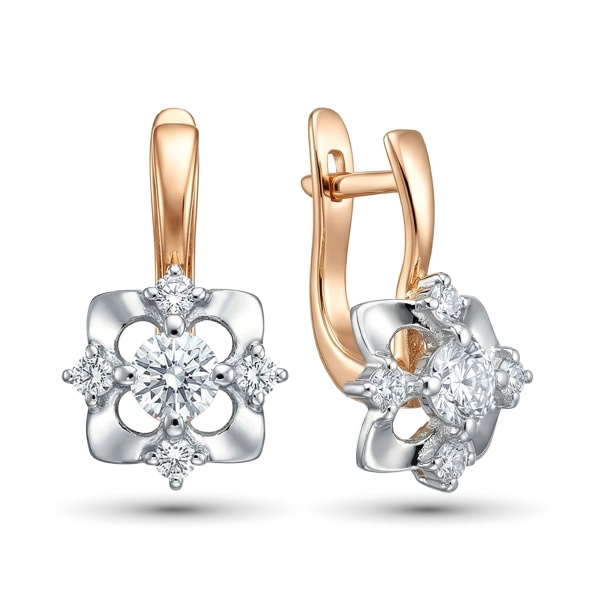 Серьги из комбинированного золота с бриллиантами