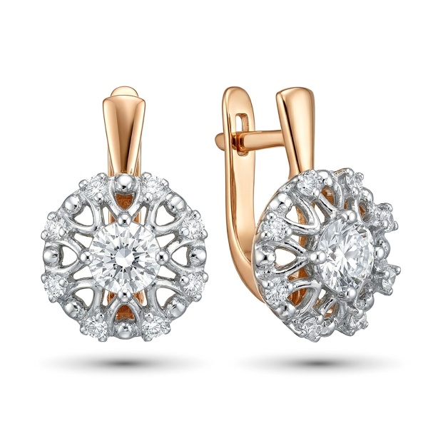 Серьги из комбинированного золота с бриллиантами