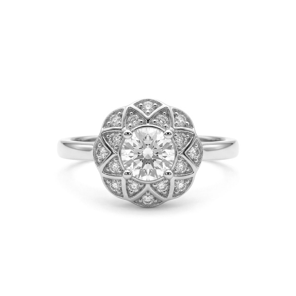 Кольцо из родированного золота с бриллиантами