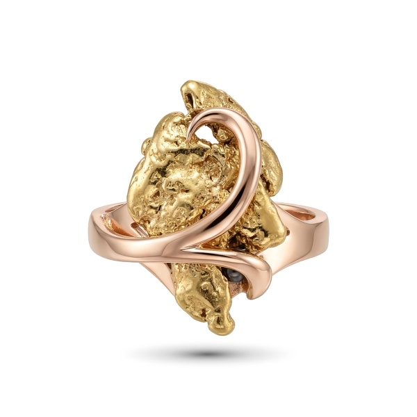 Кольцо из красного золото с самородком