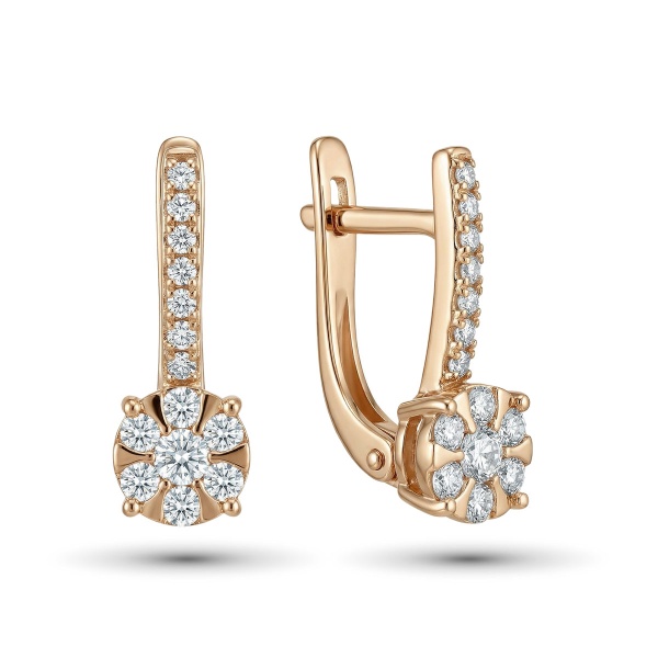 Серьги из красного золота с бриллиантами