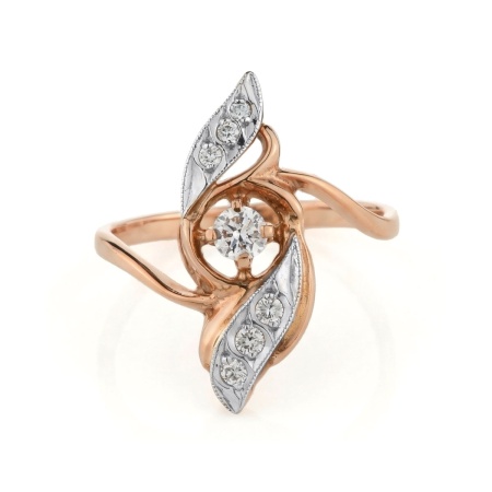 Кольцо из комбинированного золота с бриллиантами