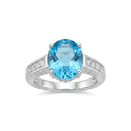 Кольцо из белого золота с топазом и бриллиантами