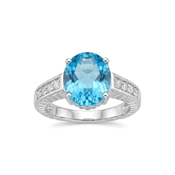 Кольцо из белого золота с топазом и бриллиантами