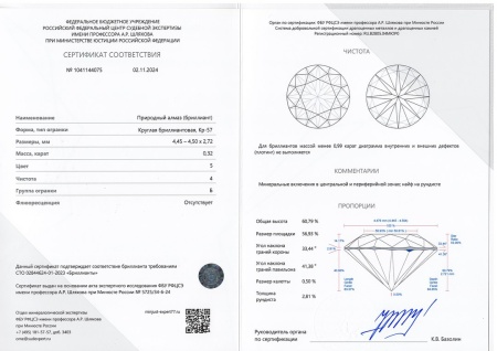 Бриллиант круглый 0,320 карат
