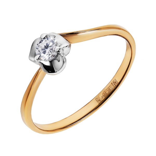 Кольцо из комбинированного золота с бриллиантом