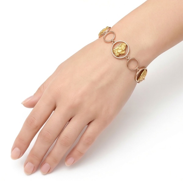 Браслет из красного золото с самородком