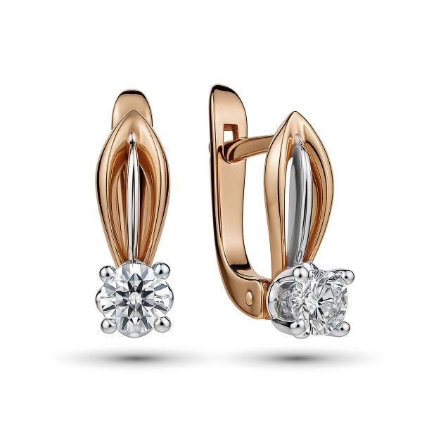 Серьги из комбинированного золота с бриллиантами