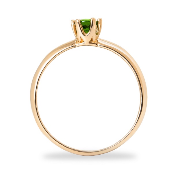 Кольцо из красного золота с хромдиопсидом