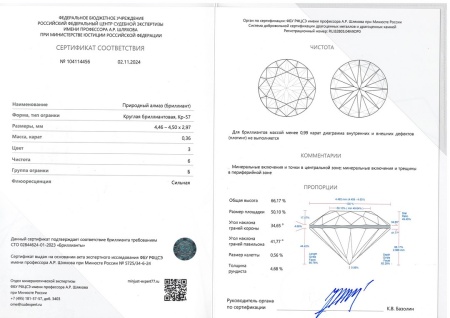 Бриллиант круглый 0,360 карат