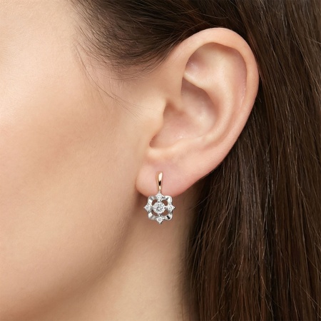 Серьги из комбинированного золота с бриллиантами