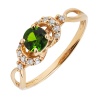 Кольцо из красного золота с фианитом и хромдиопсидом