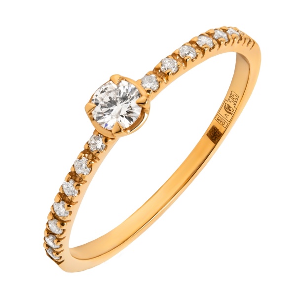 Кольцо из красного золота с бриллиантами