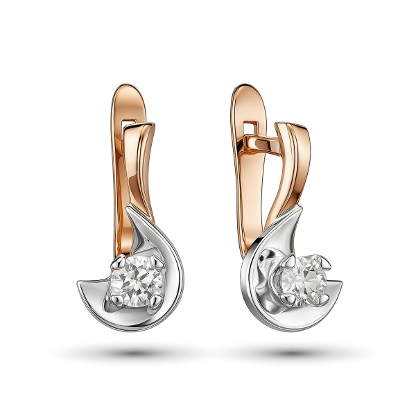 Серьги из комбинированного золота с бриллиантами