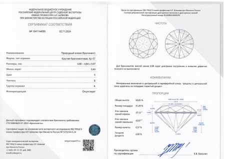 Бриллиант круглый 0,440 карат