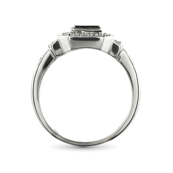 Кольцо из белого золота с изумрудом и бриллиантами