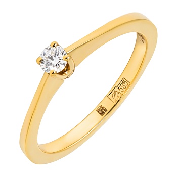 Кольцо из желтого золота с бриллиантом
