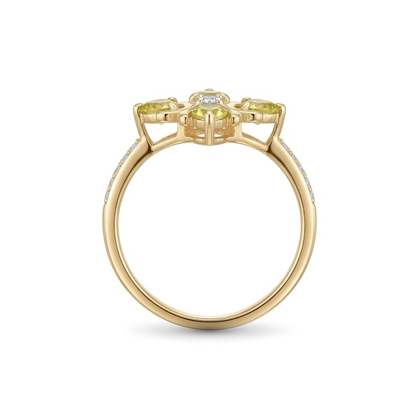 Кольцо из желтого золота с сапфиром и бриллиантами