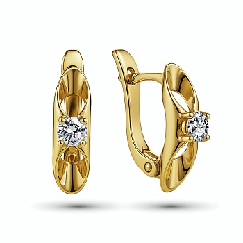 Серьги из желтого золота с бриллиантами