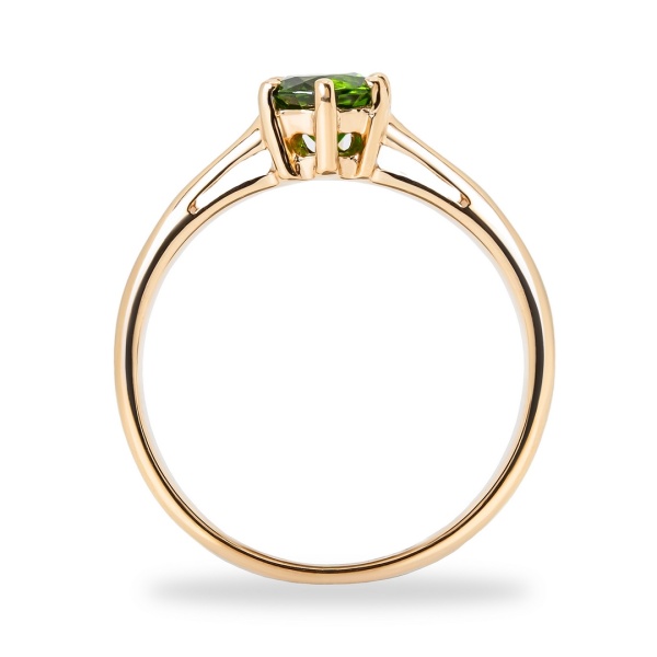 Кольцо из красного золота с хромдиопсидом