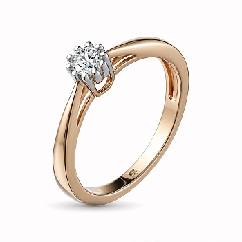 Кольцо из красного золота с бриллиантом