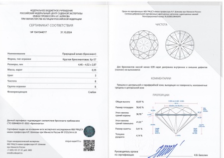 Бриллиант круглый 0,350 карат